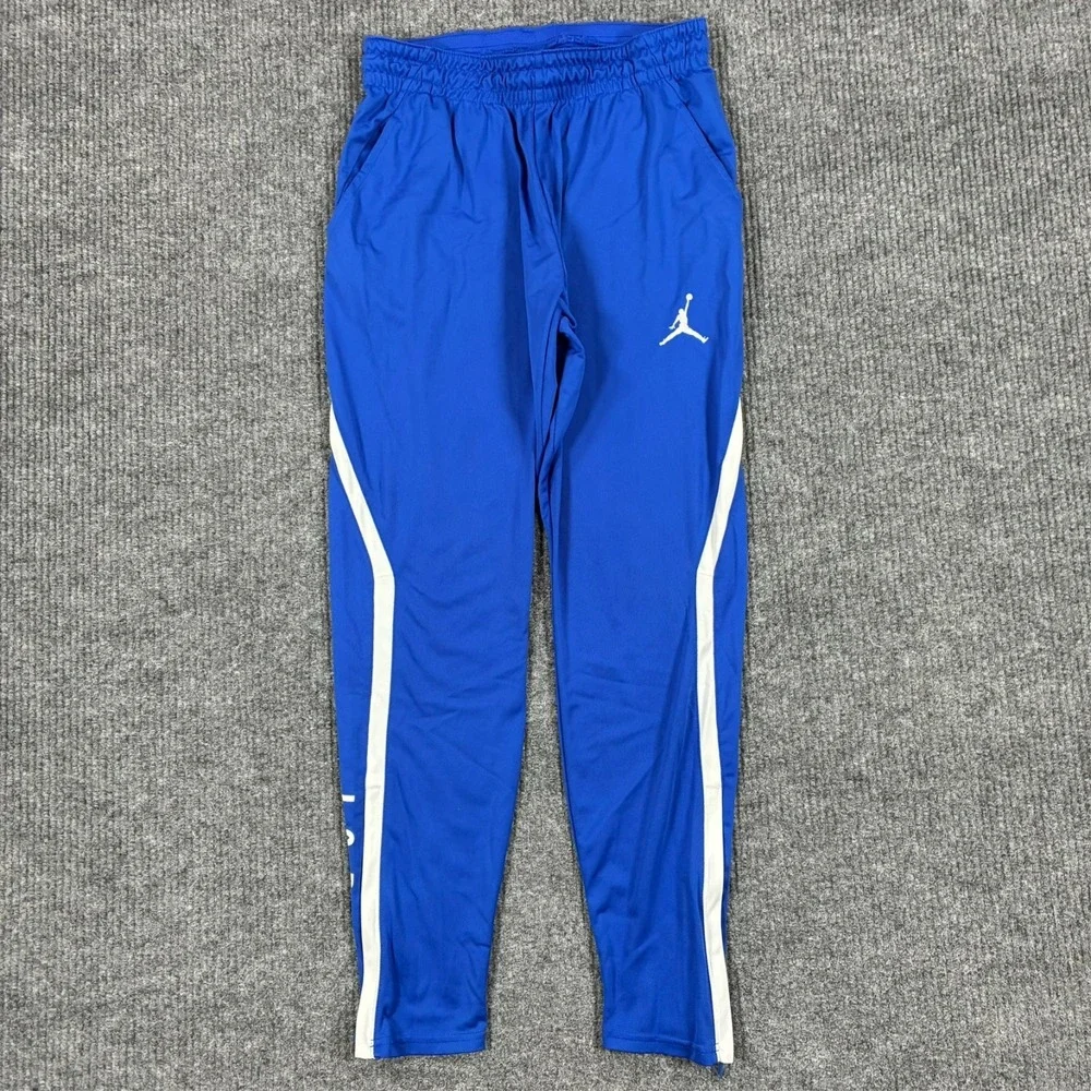 Jordan Dri-Fit Mens Blue Athletic Track Pants Size M Basketball Pull On